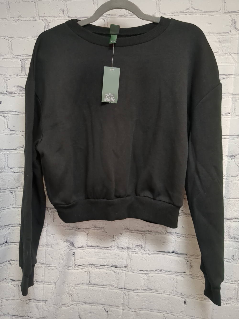 Wild Fable Black Cropped Crewneck Sweatshirt